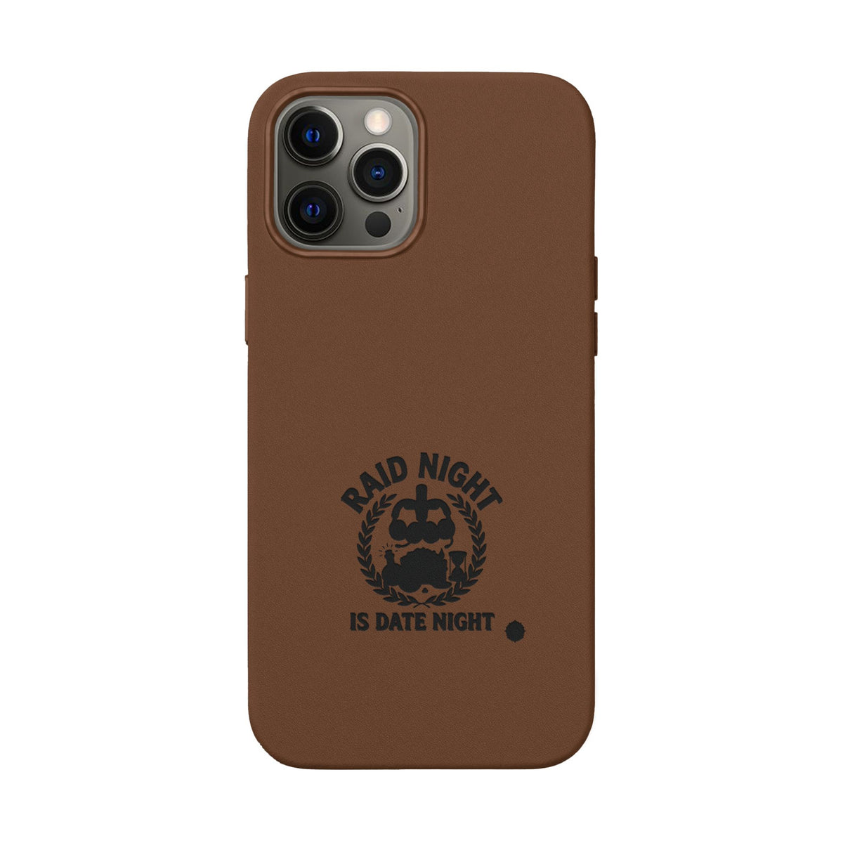 Engraved PU Leather Phone Case — 'Raid Night' Embossed Protective Cover