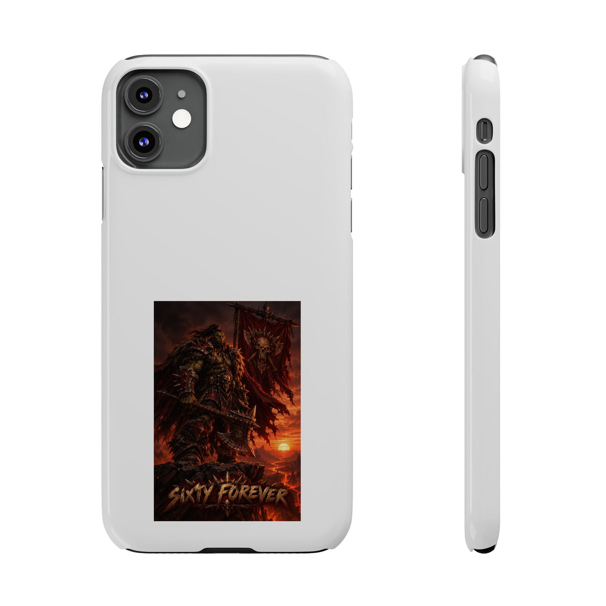 Slim Phone Case — Dark Viking Warrior 'Sixty Forever' Graphic