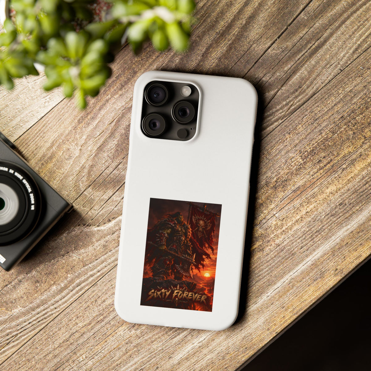 Slim Phone Case — Dark Viking Warrior 'Sixty Forever' Graphic