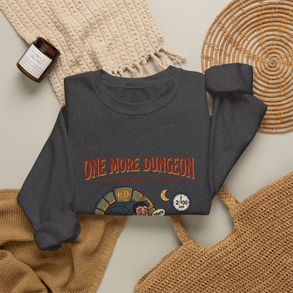 One More Dungeon Crewneck Sweatshirt — Gamer RPG Adventure Pullover