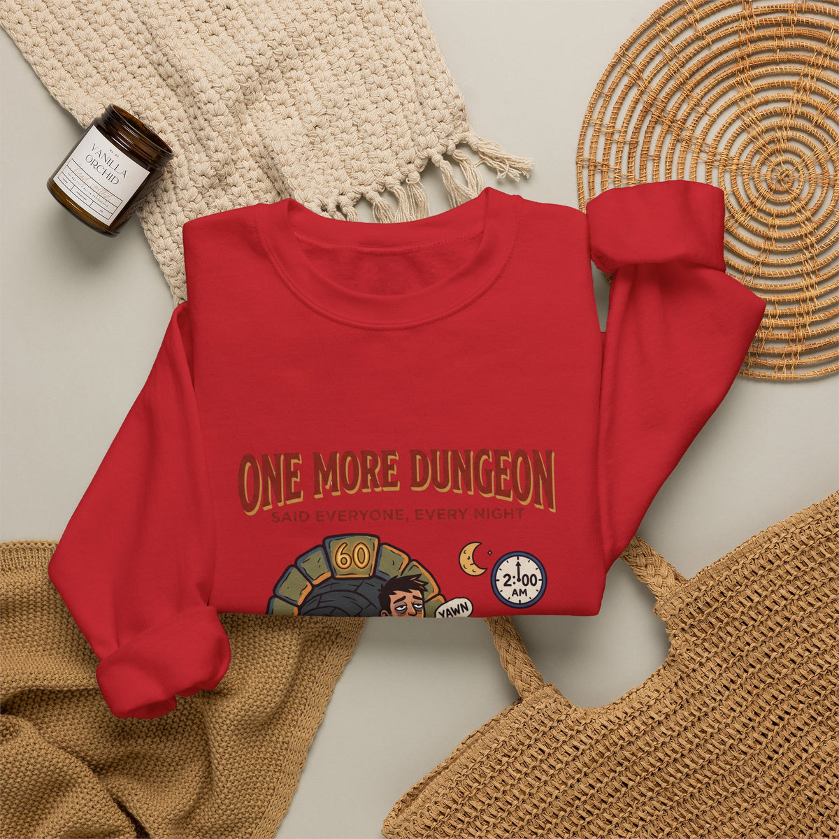 One More Dungeon Crewneck Sweatshirt — Gamer RPG Adventure Pullover