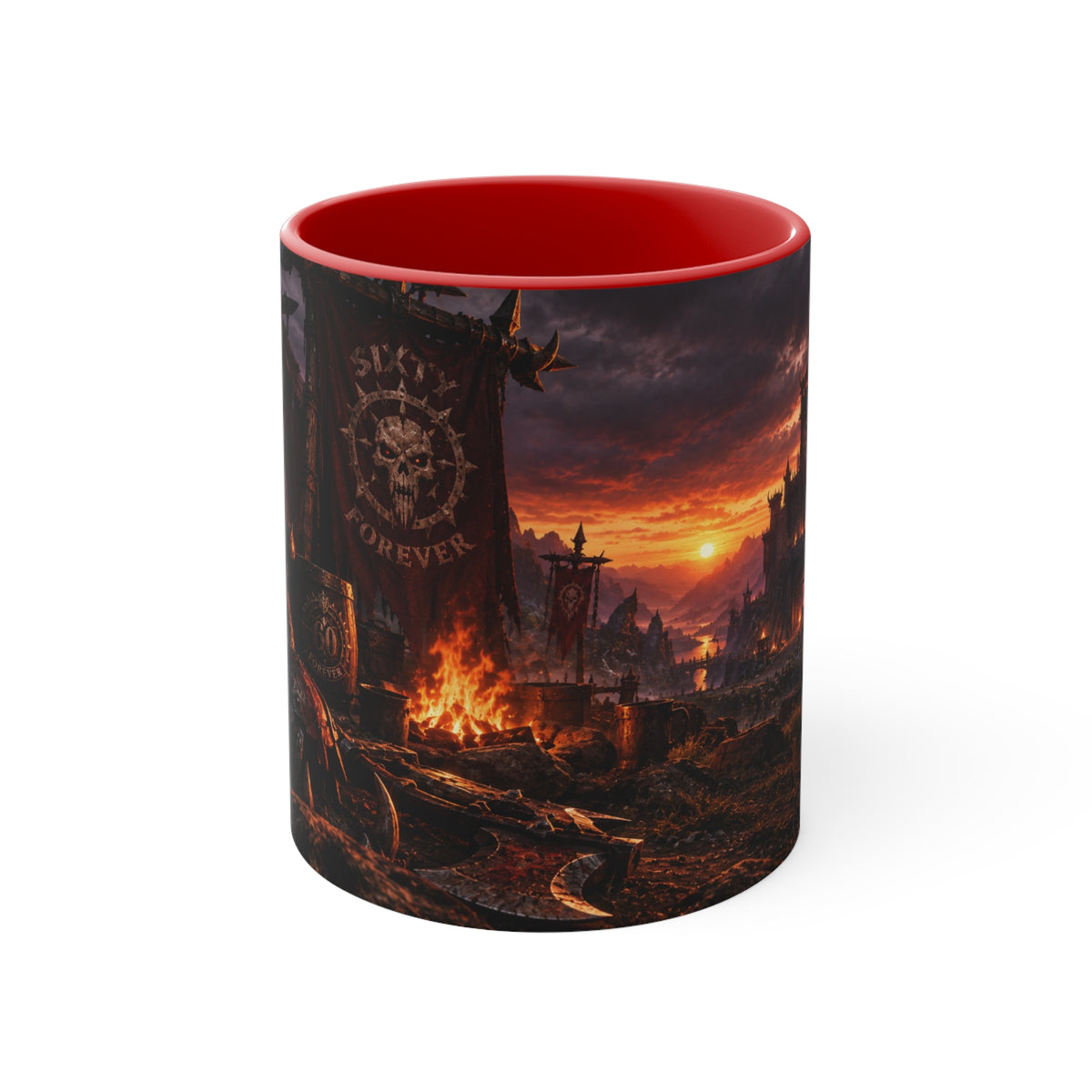 Viking Warcamp Accent Mug — Norse Battle Scene Coffee Cup