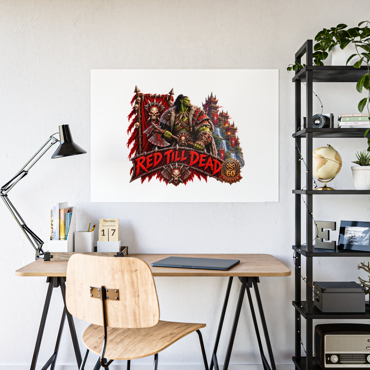 Red Till Dead Gloss Poster — Fantasy Orc Warrior Art Print