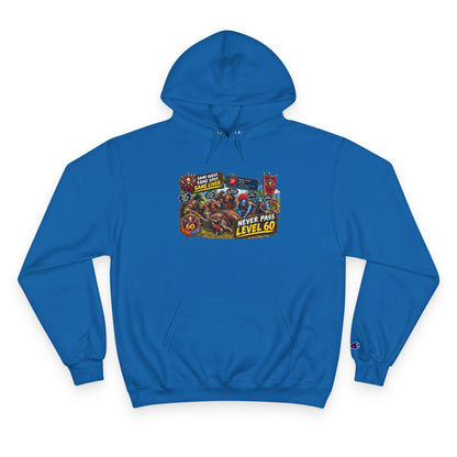 Gaming Champion Hoodie — "Never Pass Level 60" Retro RPG Graphic Hoodie