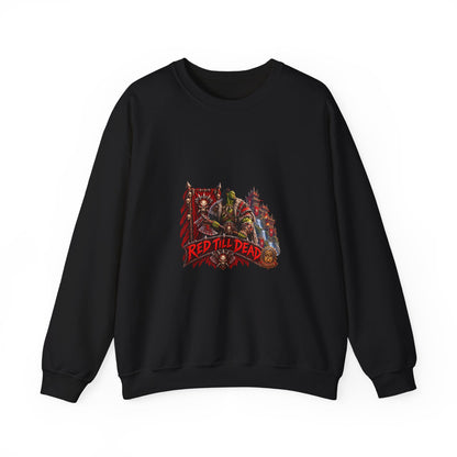 Red Till Dead Graphic Sweatshirt — Gothic Skeleton Horror Crewneck