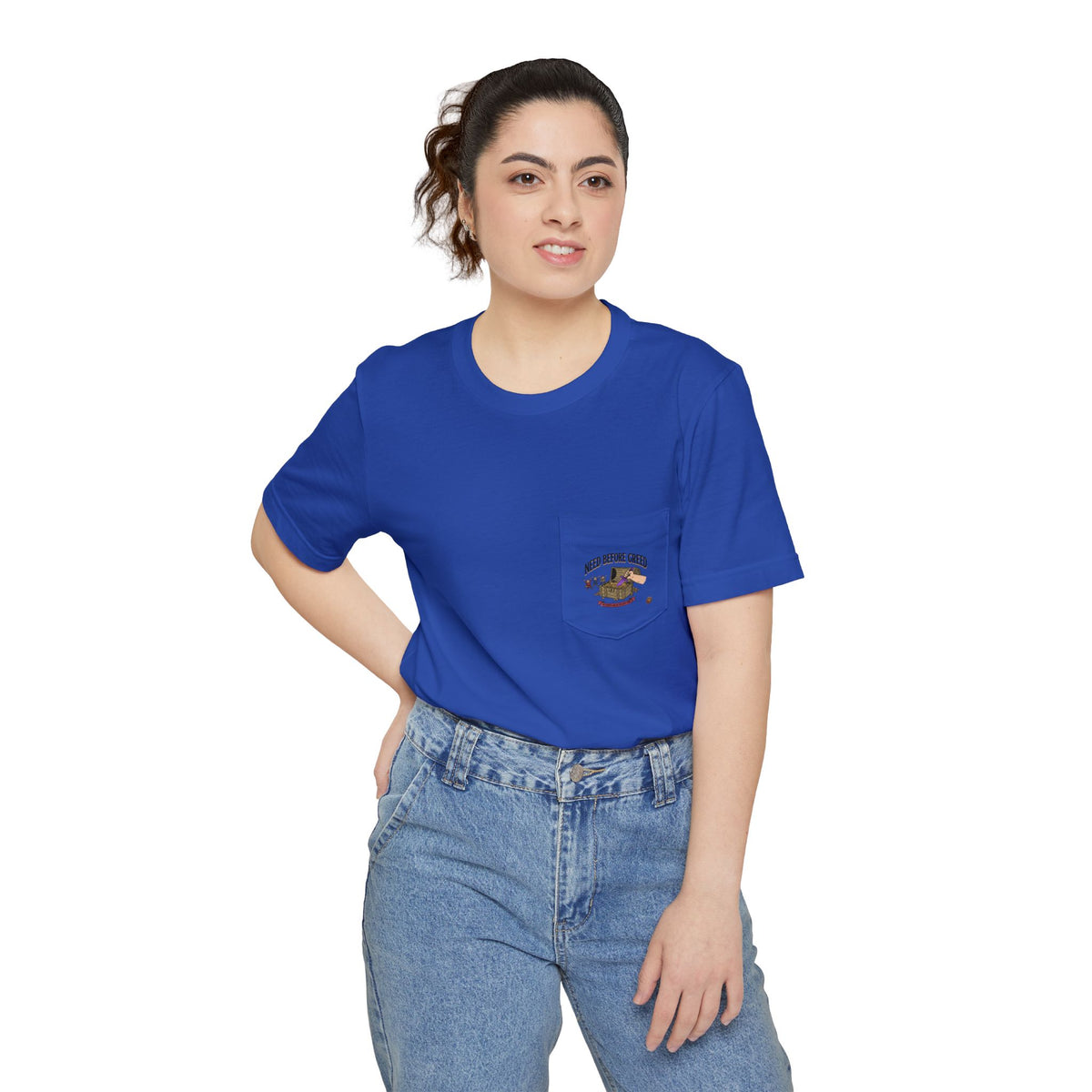 Pocket T‑Shirt — 'Coffee Before Talkie' Retro Coffee Pocket Tee