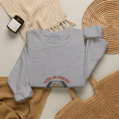 60th Birthday Crewneck Sweatshirt – "Level 60 Forever" Retro Badge