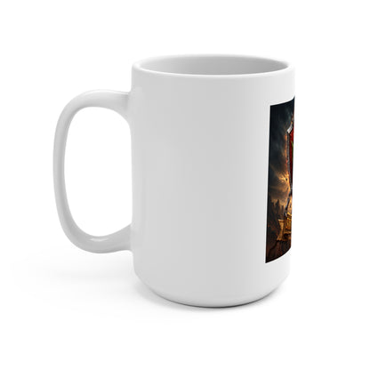 Warrior Crest Mug — Lion & Orc Split Shield "Sixty Forever Co" 15oz