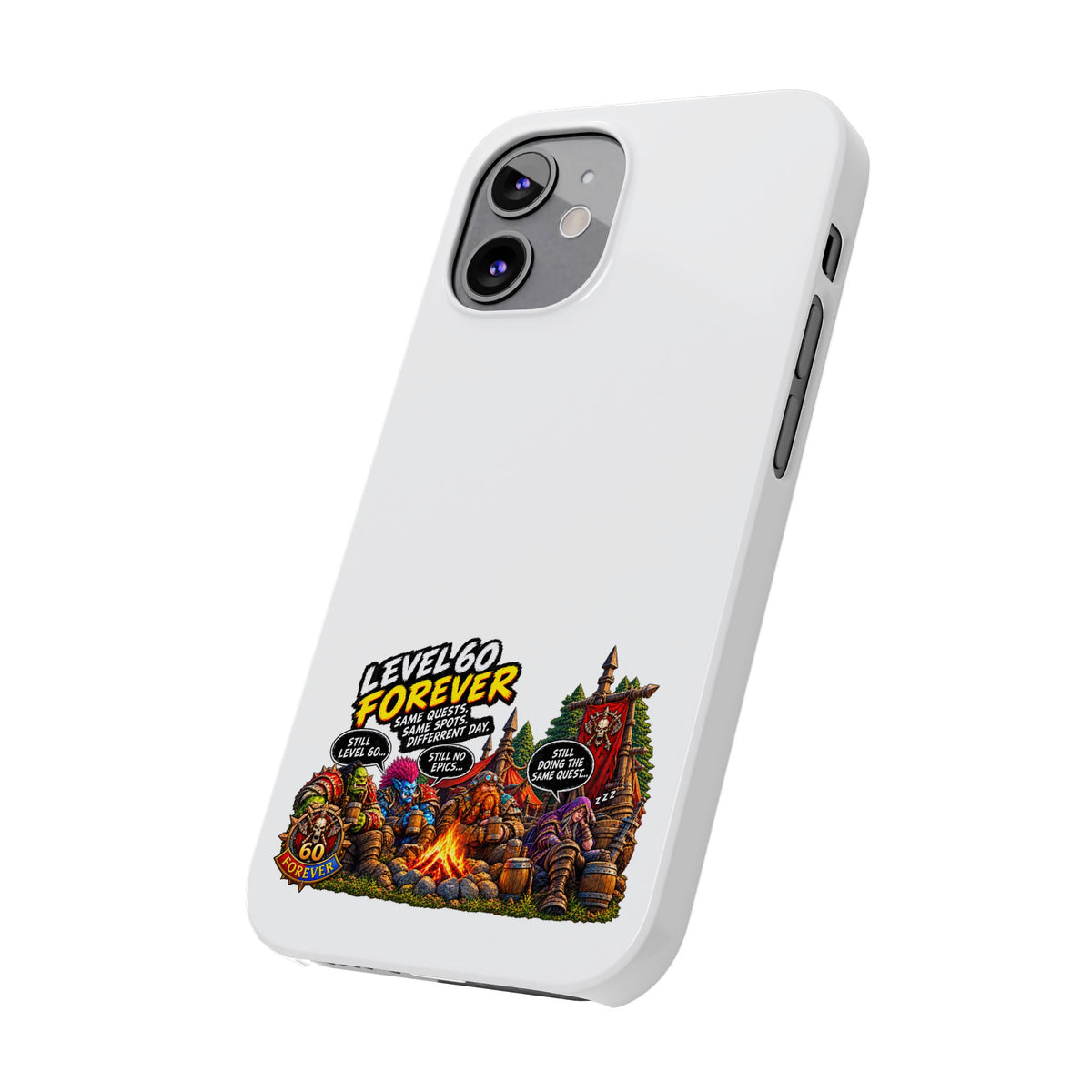 Level 60 Forever Slim Phone Case — Retro RPG Camping Gamer Design