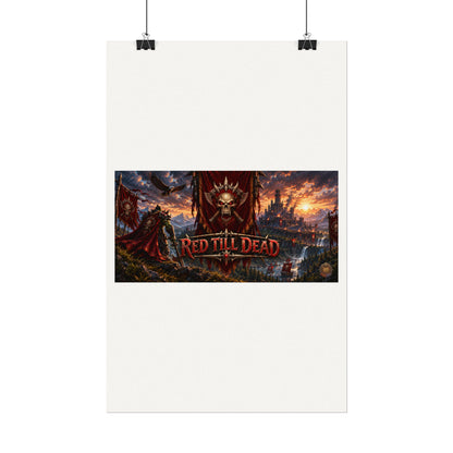 Red Till Dead Gothic Skull Poster — Textured Watercolor Matte Print