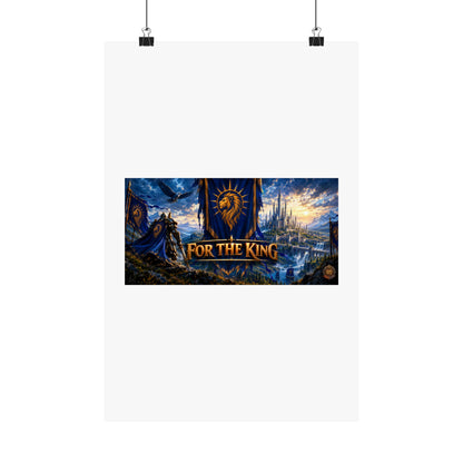 For The King Satin Poster — Fantasy Castle & Lion Banner Wall Art