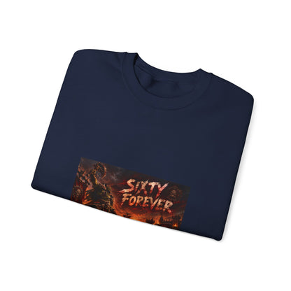 Sixty Forever Crewneck Sweatshirt — Gothic Fire Graphic Sweatshirt