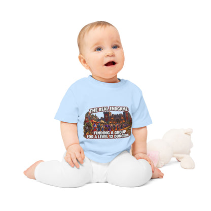 Baby T-Shirt – “The Real Endgame: Finding A Group For A Level 12 Dungeon” Gamer Onesie