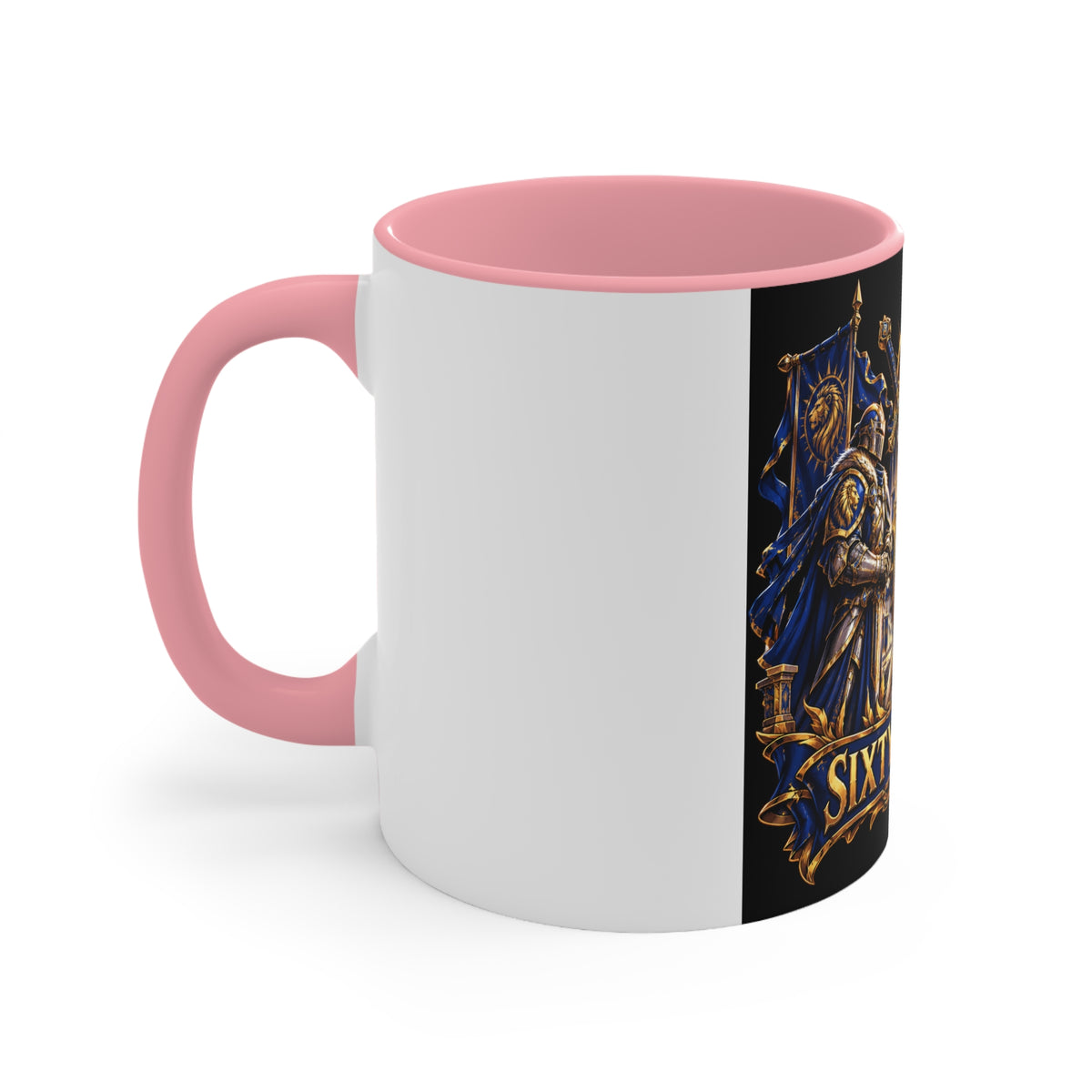 Sixty Forever Accent Mug — Medieval Crest Lion Shield Birthday Coffee Cup