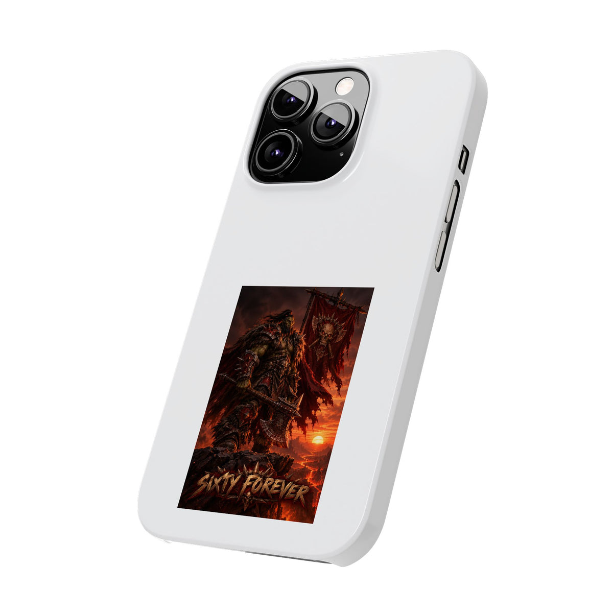 Slim Phone Case — Dark Viking Warrior 'Sixty Forever' Graphic