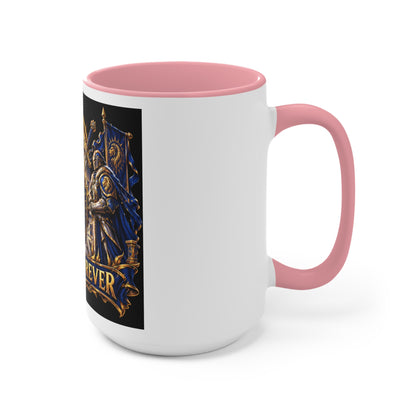 Sixty Forever Accent Mug — Medieval Crest Lion Shield Birthday Coffee Cup