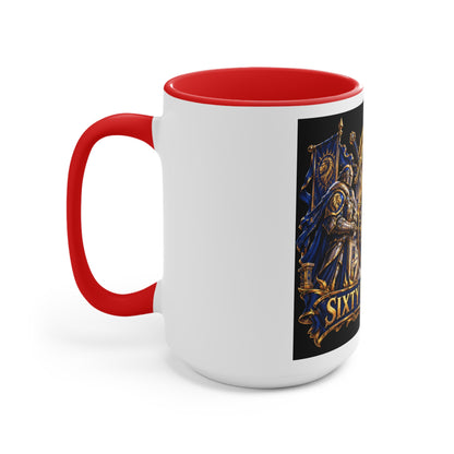 Sixty Forever Accent Mug — Medieval Crest Lion Shield Birthday Coffee Cup