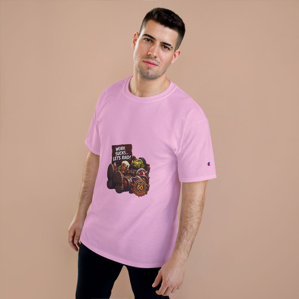 Gaming Champion T-Shirt — "Work Sucks... Let's Raid!" Funny MMO Raid Shirt
