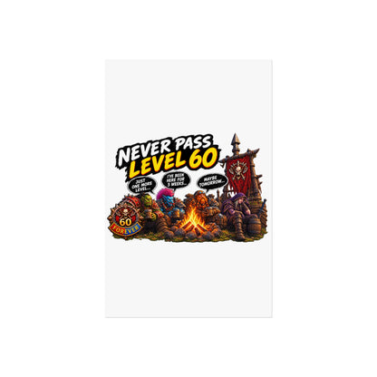 Never Pass Level 60 Fine Art Poster – Funny Gamer 60th Birthday Wall Art