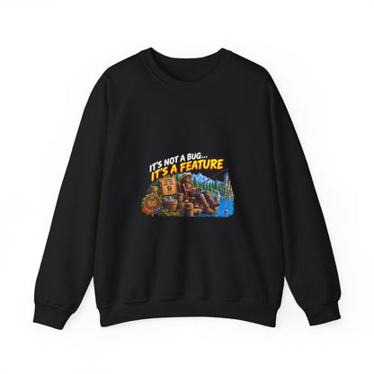 Crewneck Sweatshirt - “It’s Not a Bug, It’s a Feature” Retro Cabin Gamer Design