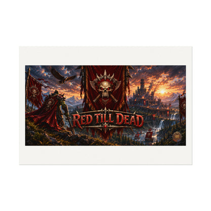 Red Till Dead Gothic Skull Poster — Textured Watercolor Matte Print