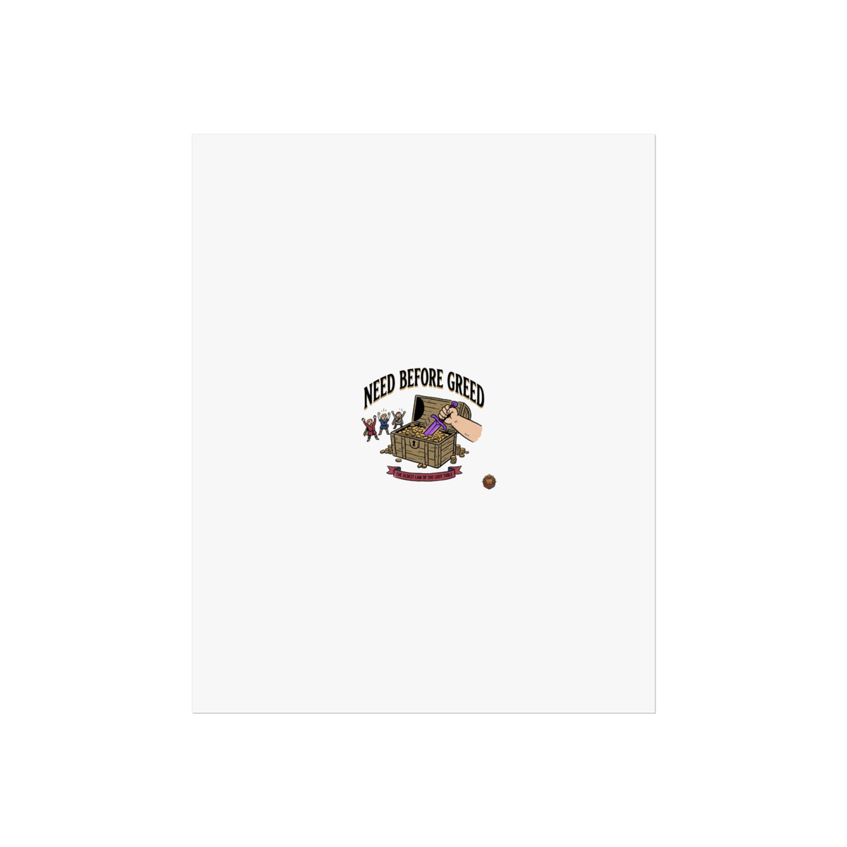 Need Before Greed Fine Art Poster — Vintage Chest Illustration, Inspirational Wall Art
