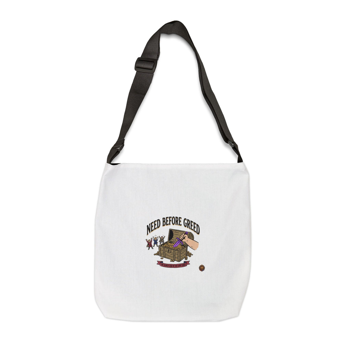 Need Before Greed Tote Bag — Adjustable Canvas Tote with Funny Vintage Coin Pouch Design
