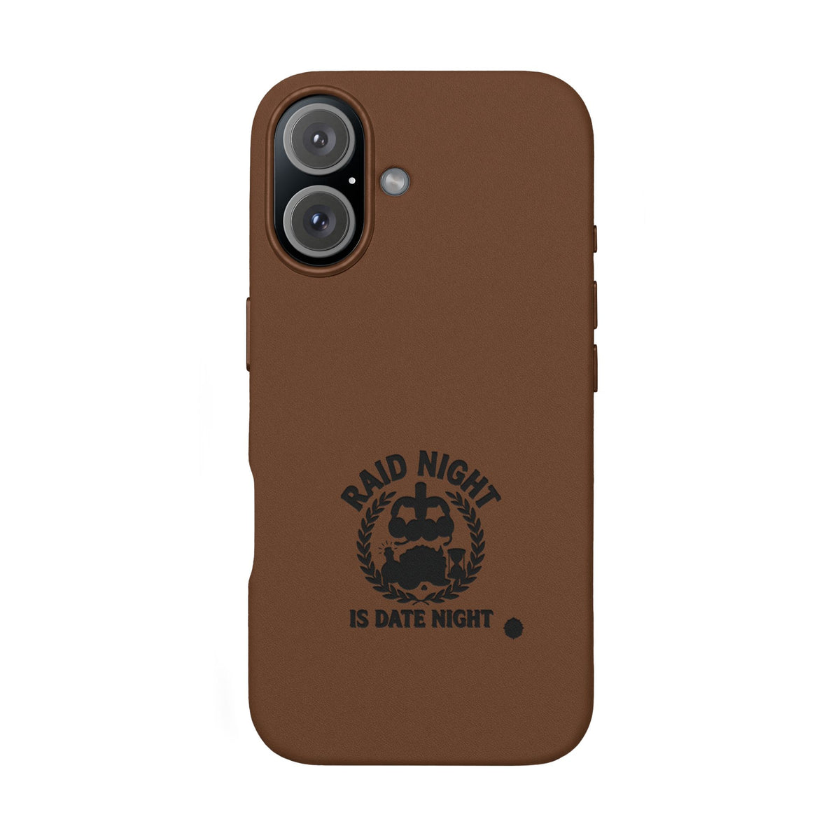 Engraved PU Leather Phone Case — 'Raid Night' Embossed Protective Cover