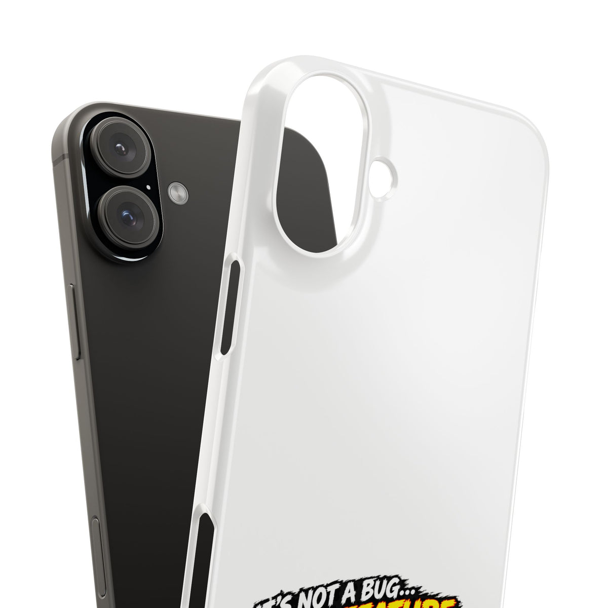 Slim Phone Case — "It's Not a Bug, It's a Feature" Rustic Camping Design
