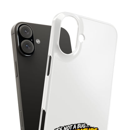 Slim Phone Case — "It's Not a Bug, It's a Feature" Rustic Camping Design