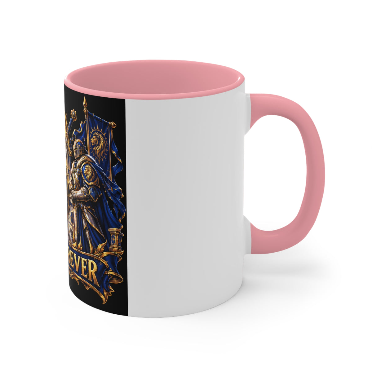Sixty Forever Accent Mug — Medieval Crest Lion Shield Birthday Coffee Cup