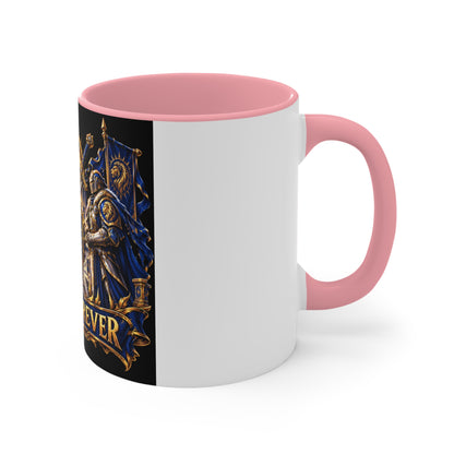 Sixty Forever Accent Mug — Medieval Crest Lion Shield Birthday Coffee Cup
