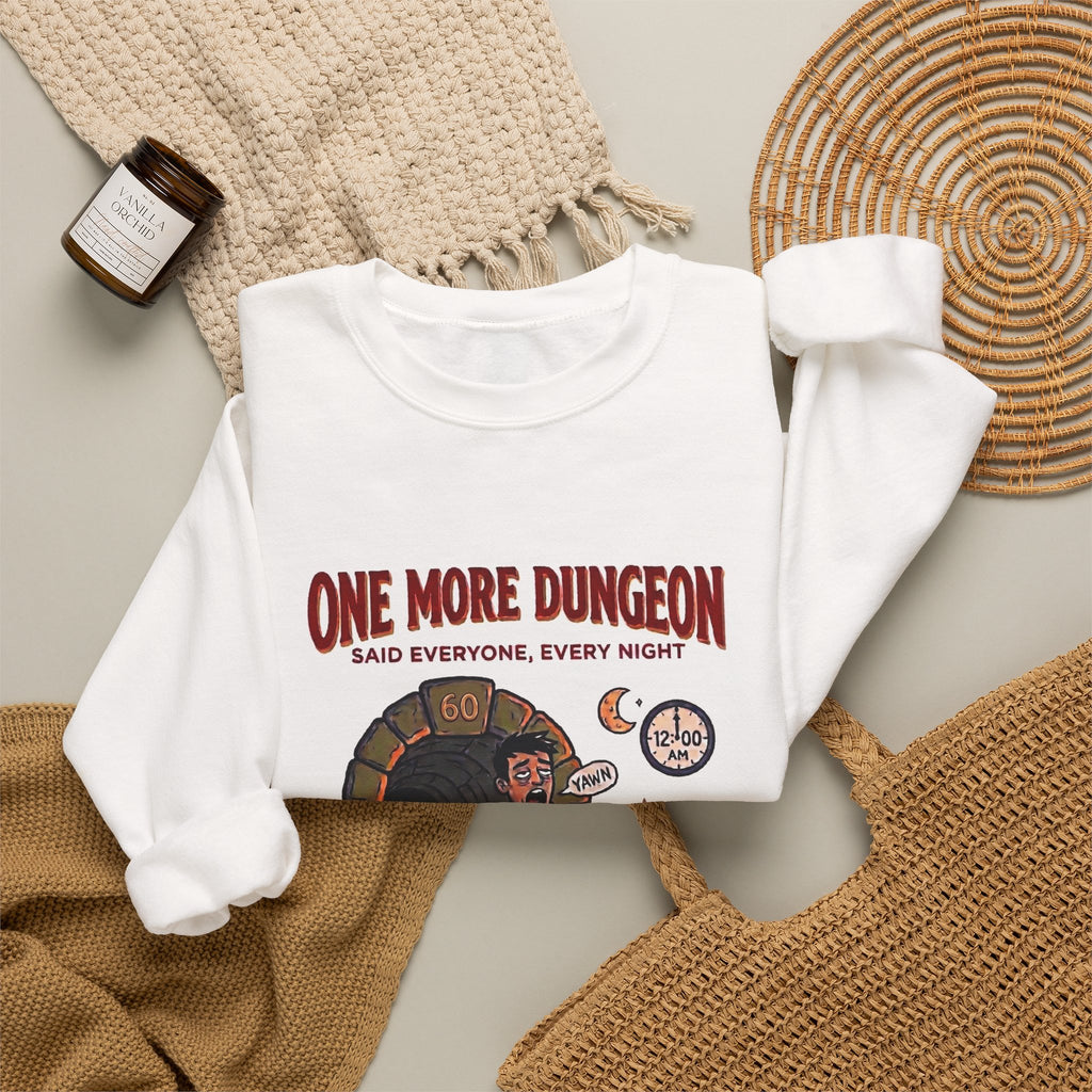 One More Dungeon Graphic Sweatshirt — Funny RPG Gamer Crewneck