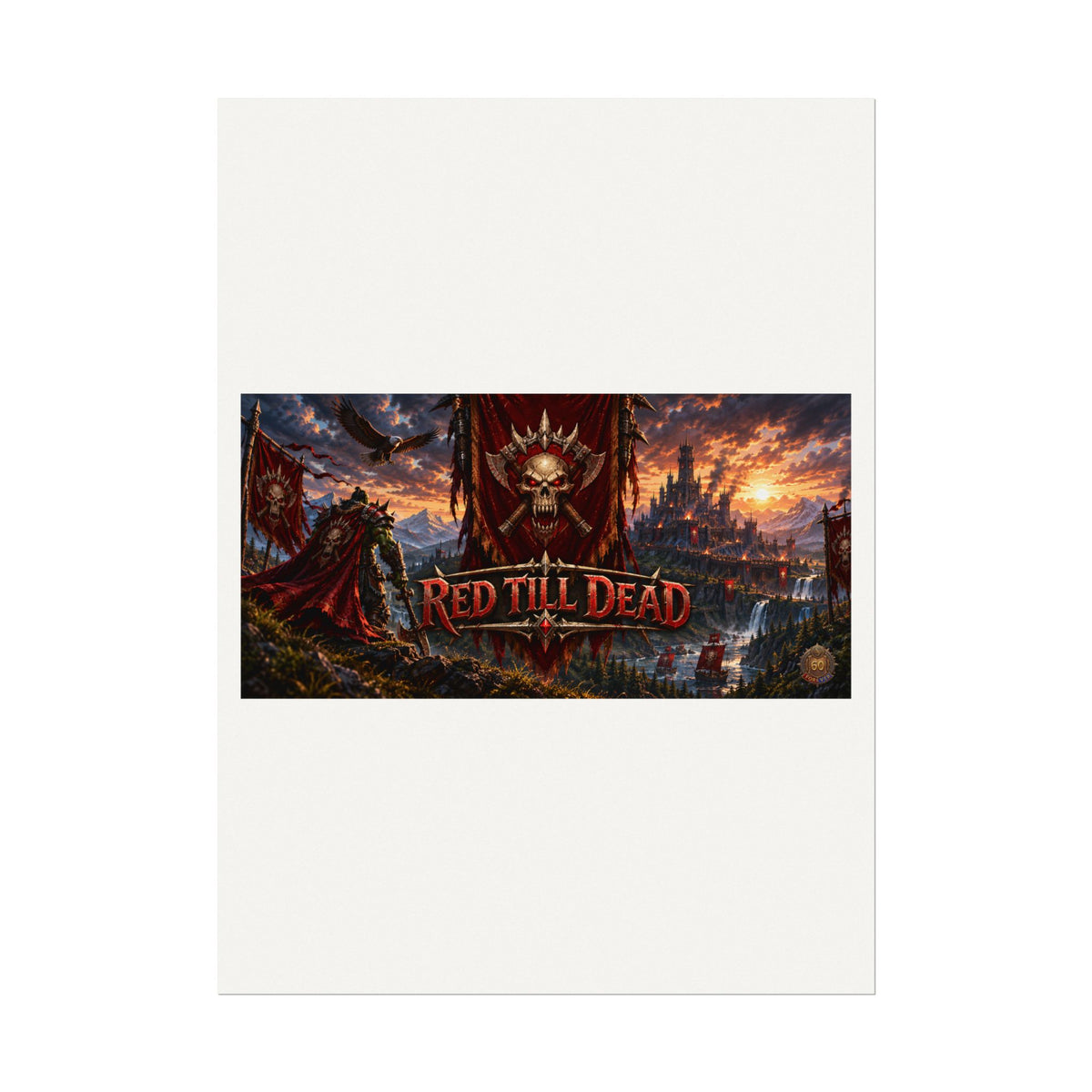 Red Till Dead Gothic Skull Poster — Textured Watercolor Matte Print