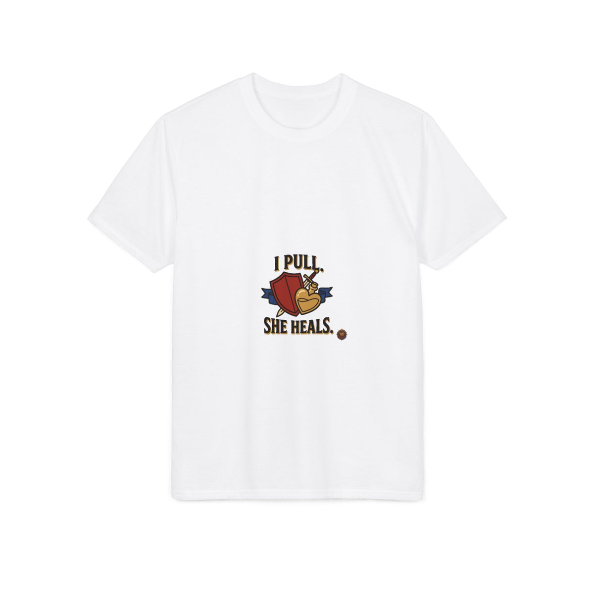I Pull, She Heals Weightlifting T-Shirt — Couples Gym Workout Tee