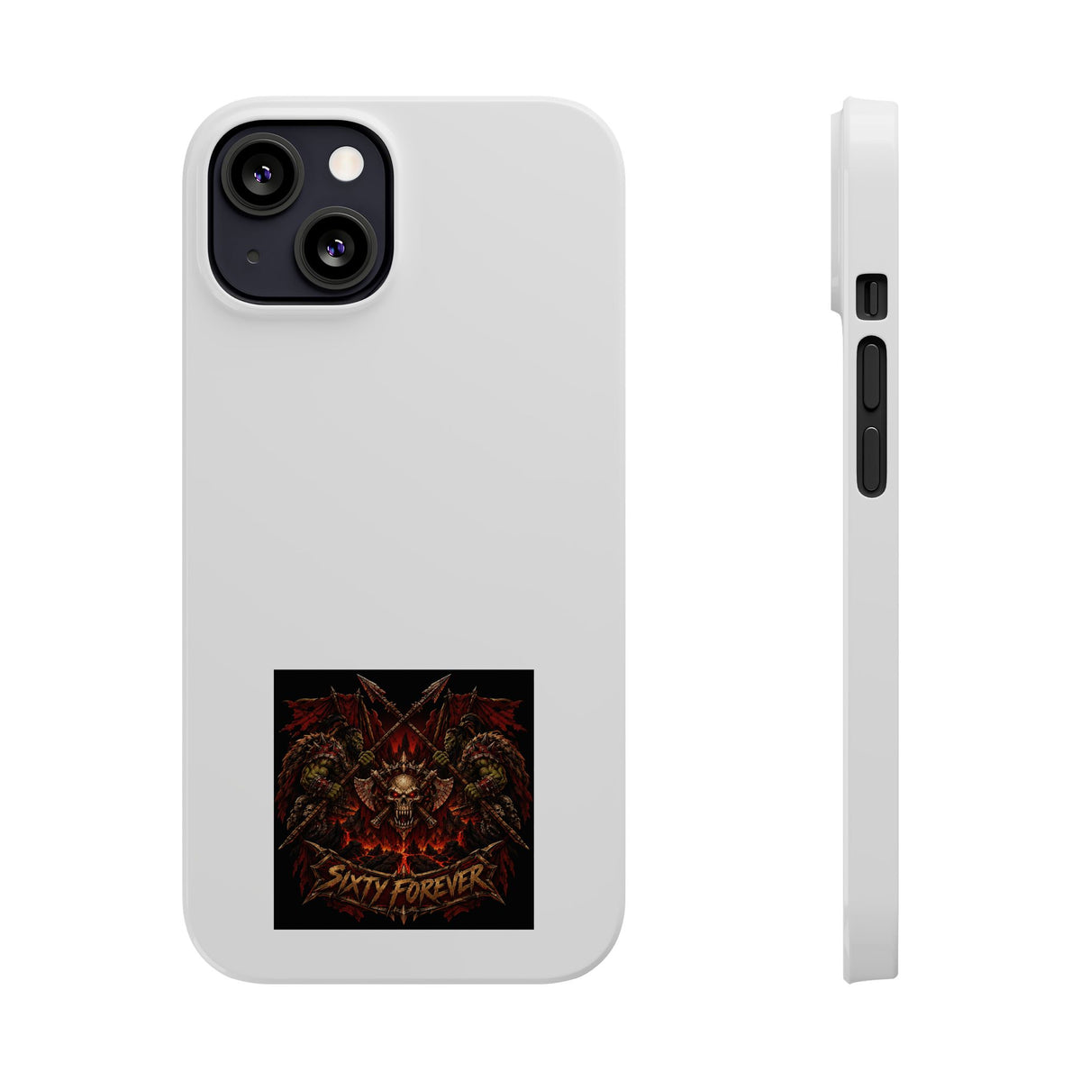 Slim Phone Case — 'Sixty Forever' Gothic Skull & Wings Design