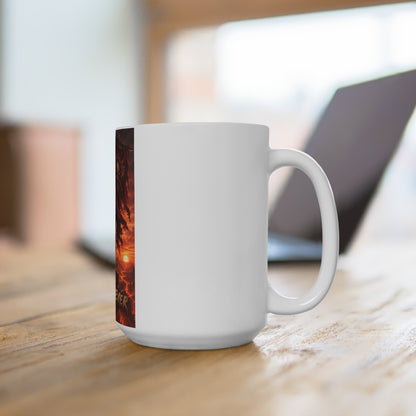 Viking Warrior 'Sixty Forever' 15oz Ceramic Mug - Dark Fantasy Battle Scene