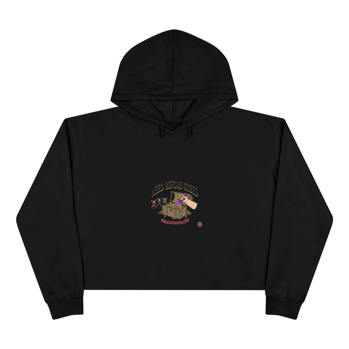 Crop Hoodie — "Need Before Greed" Cozy Graphic Crop Hoodie