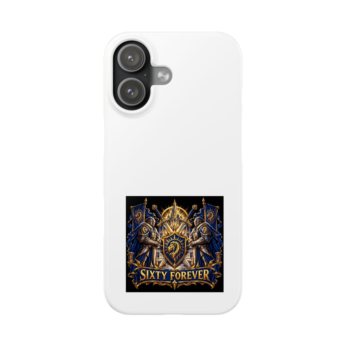 Slim Phone Case — "Sixty Forever" Shield Knight Graphic