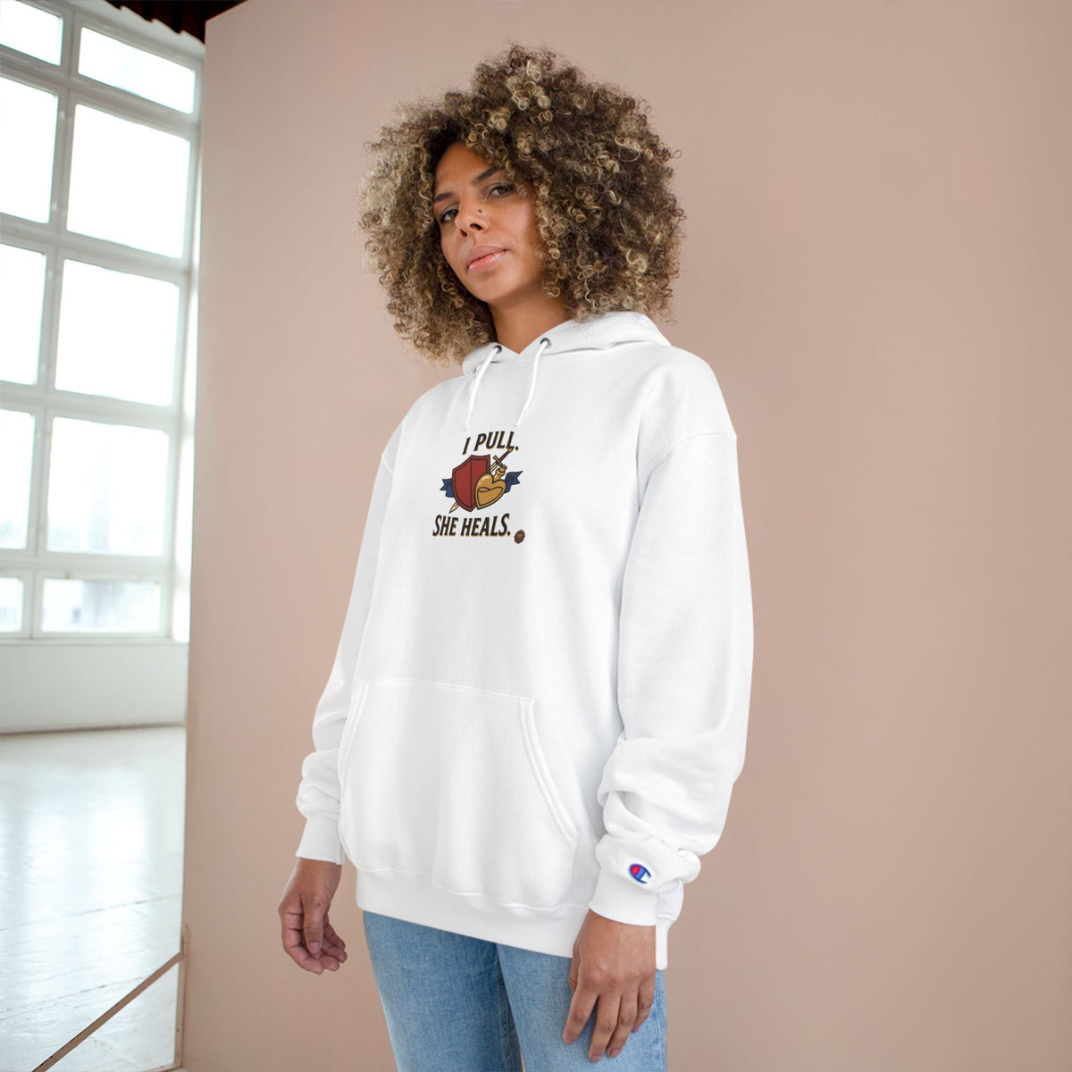 Hoodie — “I Pull, She Heals” Physical Therapy & Massage Therapist Pullover
