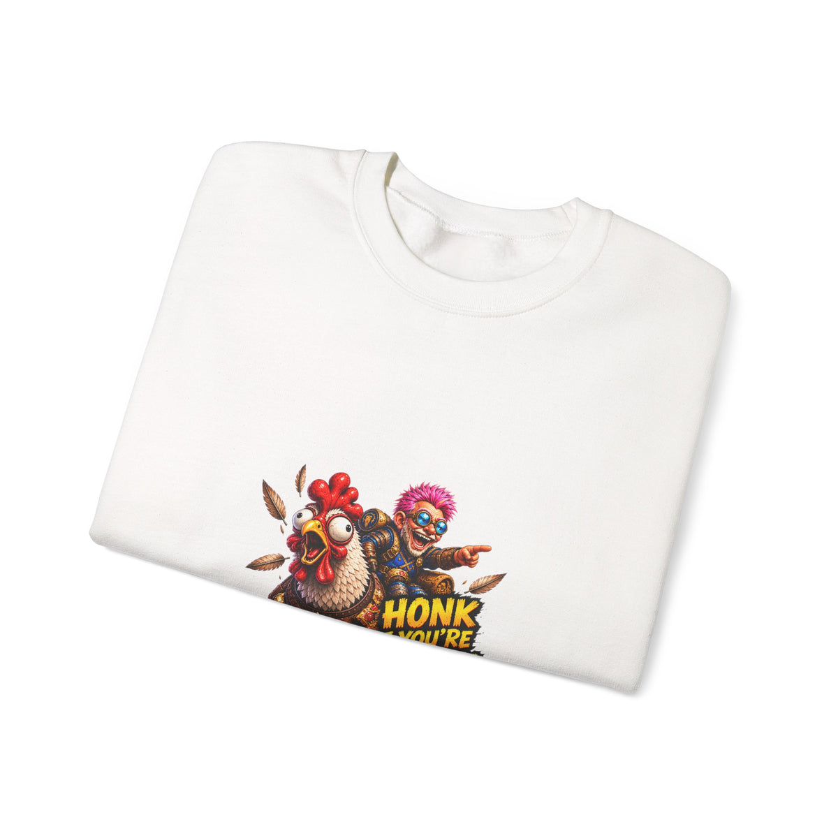 Crewneck Sweatshirt — "Honk If You're Leveling" Gamer Chicken Graphic