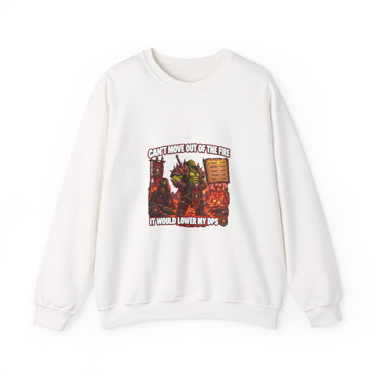 Crewneck Sweatshirt — Retro Dungeons & Dragons Goblin Art "Get Out of the Fire" RPG Gaming Tee