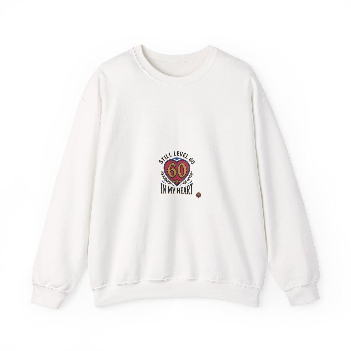 60th Birthday Sweatshirt - "Still Level 60 in My Heart" Retro Crest Crewneck