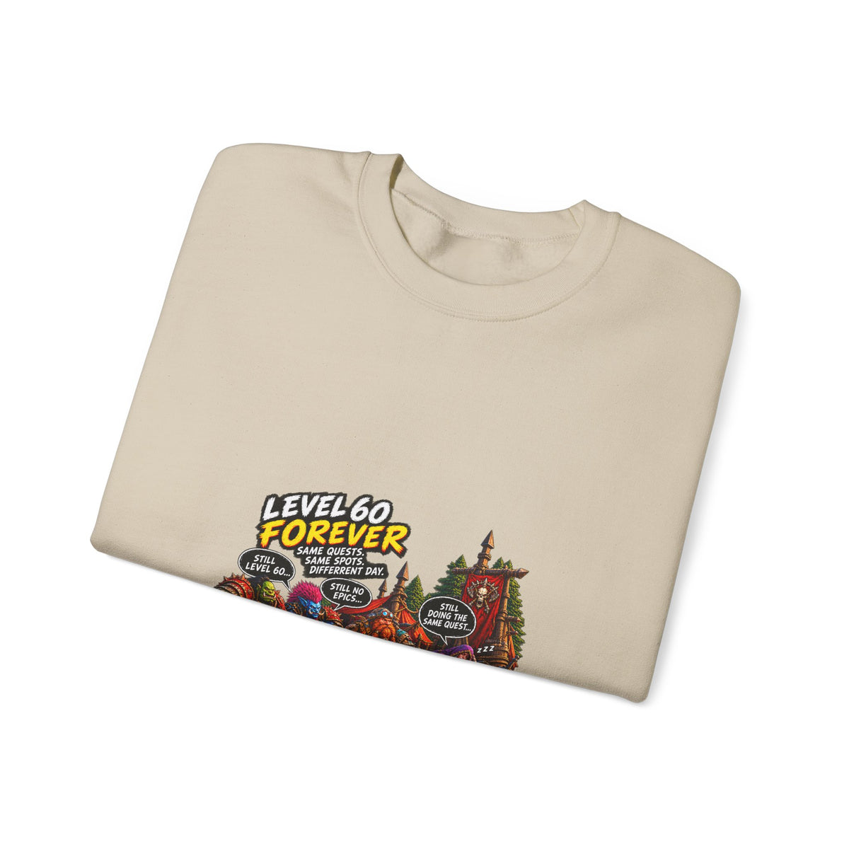 Crewneck Sweatshirt — "Level 60 Forever" Gamer Campfire Design