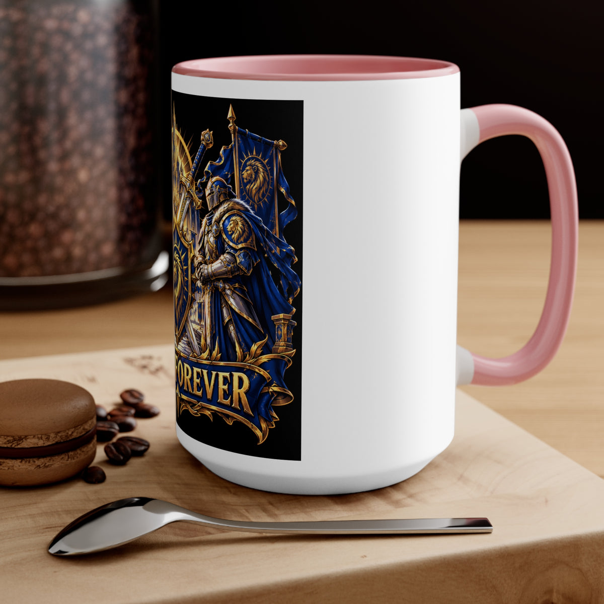 Sixty Forever Accent Mug — Medieval Crest Lion Shield Birthday Coffee Cup