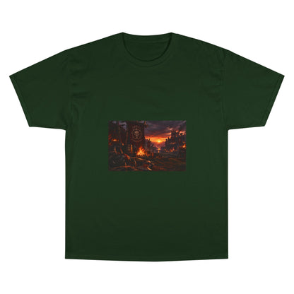 Champion T-Shirt — Dark Fantasy Volcano Landscape Graphic Tee