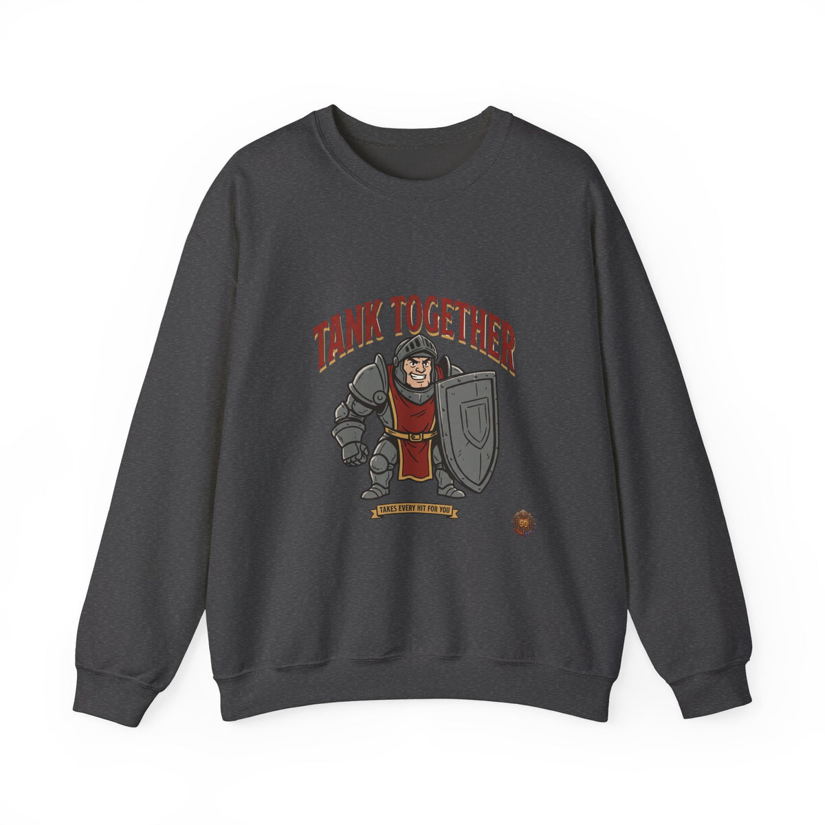 Tank Together Crewneck Sweatshirt — Funny RPG Tank Companion Graphic