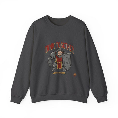 Tank Together Crewneck Sweatshirt — Funny RPG Tank Companion Graphic