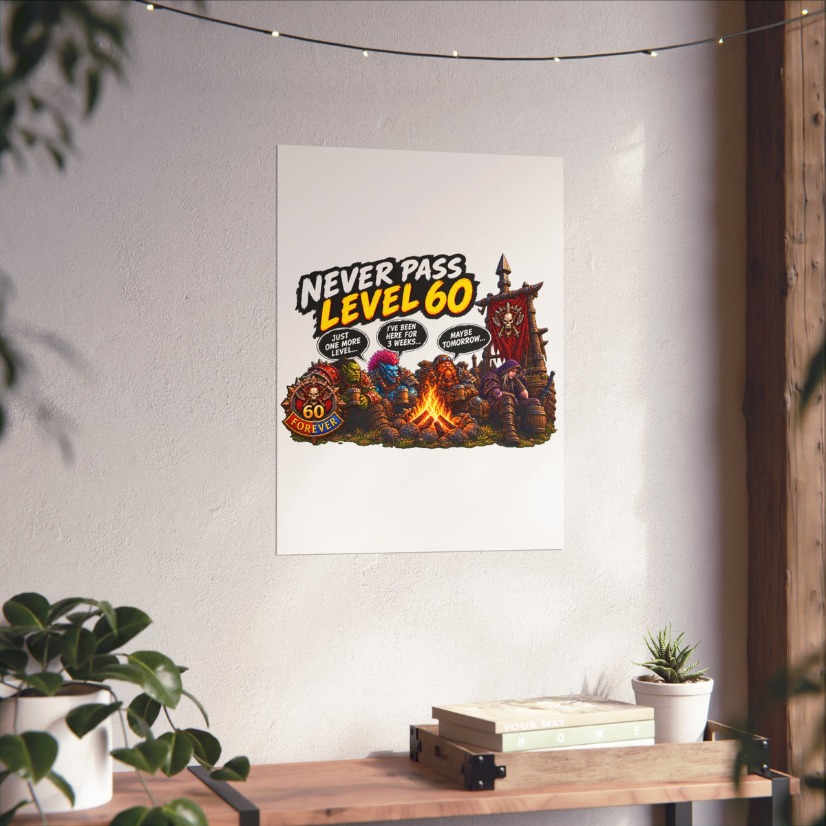 Never Pass Level 60 Fine Art Poster – Funny Gamer 60th Birthday Wall Art