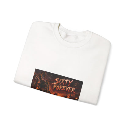 Sixty Forever Crewneck Sweatshirt — Gothic Fire Graphic Sweatshirt